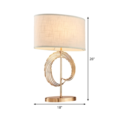 Fabric Oval Task Lighting Contemporary 1 Head Gold Reading Lamp for Living Room