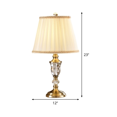 Fabric Pleated Desk Lamp Nordic 1 Head Beige Table Light with Faux-Braided Detailing