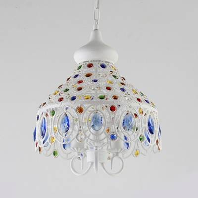 Flared Pendant Chandelier Traditional Metal 3 Heads Ceiling Suspension Lamp in White