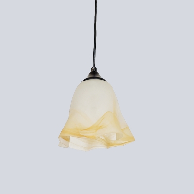 Flower Bedroom Suspension Light White Frosted Glass 1 Head Modernist Pendant Ceiling Lamp
