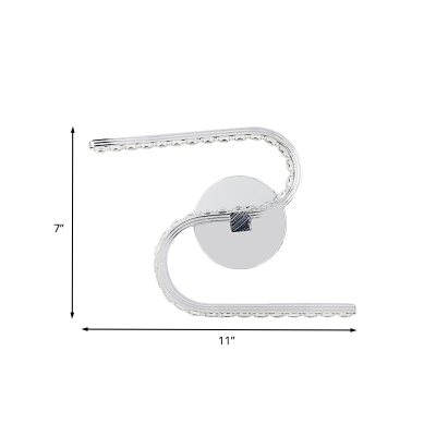 Metal S-Shaped Wall Light Sconce Modernism LED Chrome Wall Mounted Lamp for Bedside in White/Warm Light