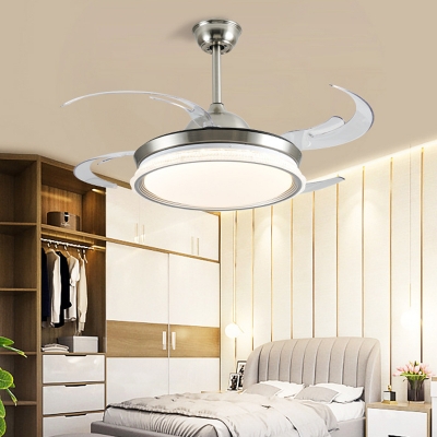 Metal Silver Ceiling Fan Lamp Round 42