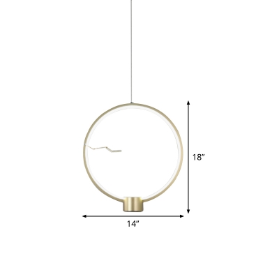 Modernist Ring Hanging Lighting Metallic Dining Room LED Pendant Ceiling Lamp in Gold, White/Warm Light