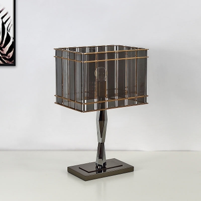 Rectangular Nightstand Lamp Modern Smoke Grey Crystal 1 Bulb Bedside Reading Light
