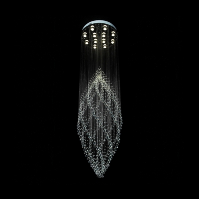 Silver Curvy Multi Light Pendant Modern 12 Lights Hand-Cut Crystal LED Suspension Lamp for Dining Room