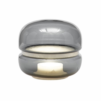 Smoke Grey Glass Urn Nightstand Lamp Contemporary 1 Bulb Task Lighting for Bedside