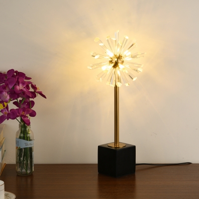 Tapered Task Lighting Modernist Hand-Cut Crystal 6 Bulbs Small Desk Lamp in Gold