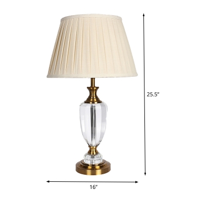 Urn Shape Table Light Modernist Beveled Crystal 1 Bulb Beige Desk Lamp, 14