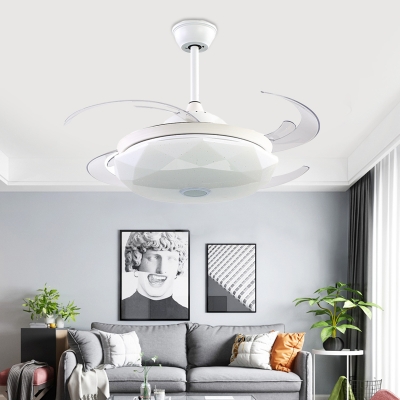 White Geometric Pendant Fan Lamp Contemporary 48