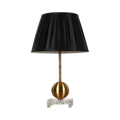 1 Bulb Bedside Table Light Modern Gold Small Desk Lamp with Conical Fabric Shade