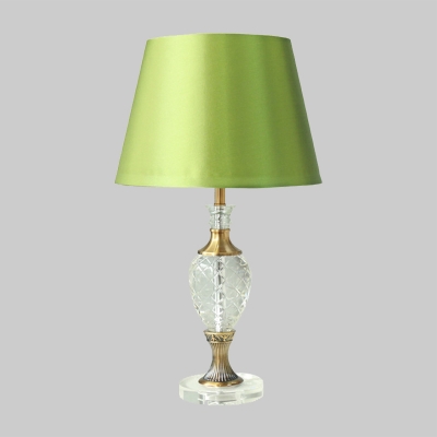 1 Bulb Tapered Desk Light Modernism Fabric Night Table Lamp in Green for Bedroom