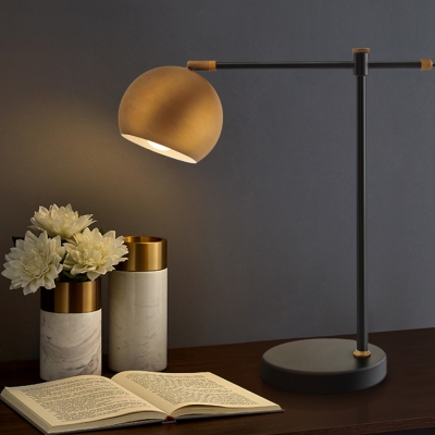 1 Head Globe Desk Light Modern Metal Night Table Lamp in Brass with Rotating Node