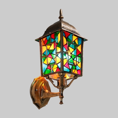 1 Light Lantern Wall Lighting Arabian Brass Metal Sconce Light Fixture for Balcony