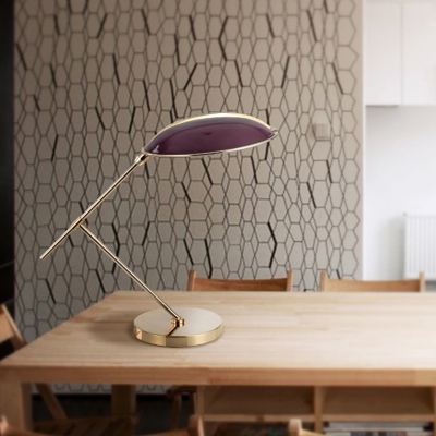 2 Bulbs Flat Task Lighting Modern Metal Small Desk Lamp in Purple for Living Room