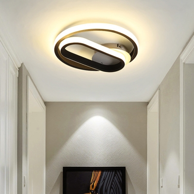 Acrylic Ring Flush Mount Contemporary LED Black Flush Lighting in Warm/White Light for Bedroom
