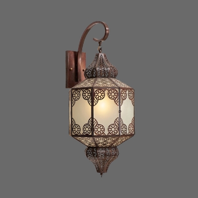Black 1 Head Sconce Light Fixture Arab Metal Lantern Wall Lamp Shade for Corridor