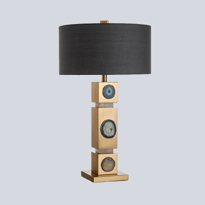 Black Cylinder Reading Lamp Modernism 1 Bulb Fabric Task Lighting for Living Room