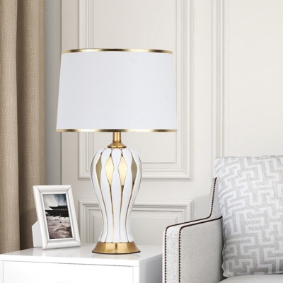 Contemporary 1 Head Nightstand Lamp White Conical Task Lighting with Fabric Shade
