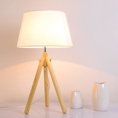 Contemporary 1 Head Task Lighting Flaxen/White/Grey Flare Night Table Lamp with Fabric Shade