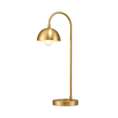 Curved Arm Nightstand Lamp Contemporary Metal 1 Bulb Reading Book Light in Gold