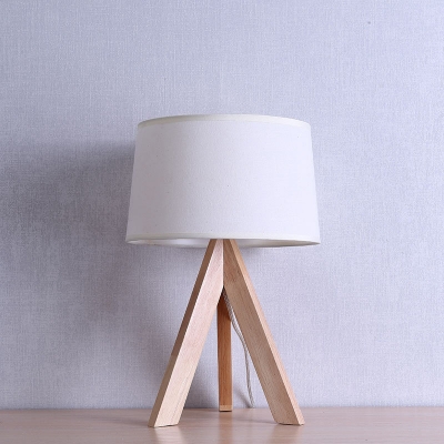Drum Table Lamp Modernism Fabric 1 Bulb White Reading Book Light for Living Room