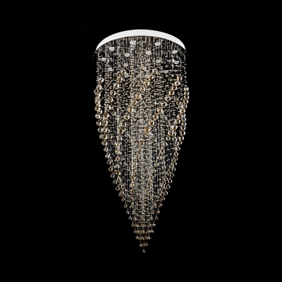Faceted Crystal Ball Cluster Pendant Minimalism 15 Lights Silver LED Hanging Light Kit for Living Room