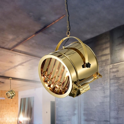 Industrial Camera Spotlight Pendant Lamp 1 Light Stainless Steel Ceiling Suspension Light in Gold