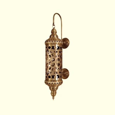 Metal Brass Wall Lighting Fixture Cylinder 1 Head Traditional Wall Sconce Light for Restaurant