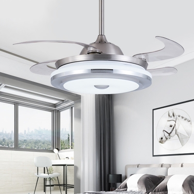 Round Living Room Pendant Fan Lamp Modern Metal 36