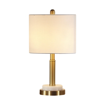 Shaded Reading Light Modern Fabric 1 Bulb Nightstand Lamp in White for Living Room