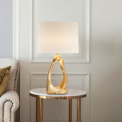 Tubular Desk Light Modernist Fabric 1 Head White Nightstand Lamp for Living Room