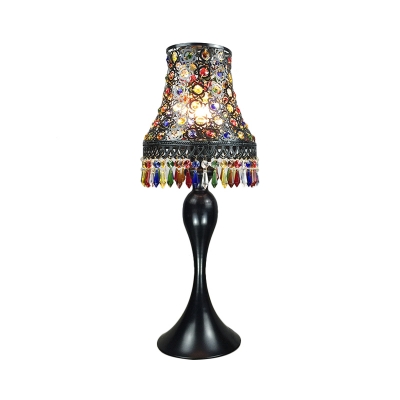 1 Head Metal Table Light Bohemian Black/Brass Trumpet Living Room Small Desk Lamp
