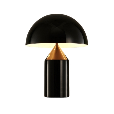 2 Heads Bedside Desk Light Modern Black Nightstand Lamp with Hemisphere Metal Shade