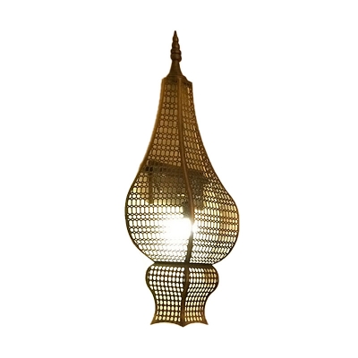 Arab Curving Wall Sconce Lamp 1 Bulb Metal Wall Mount Light in Brass for Hallway