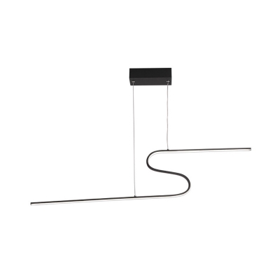 Black Finish Curved Hanging Chandelier Simple LED Acrylic Suspended Pendant Light in Warm/White/Natural Light