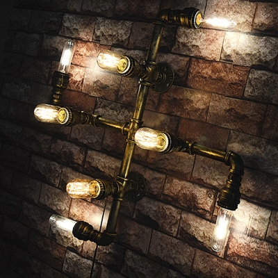 Bronze Cross Wall Light Sconce Industrial Metallic 4-Head Hallway Wall Mounted Lamp