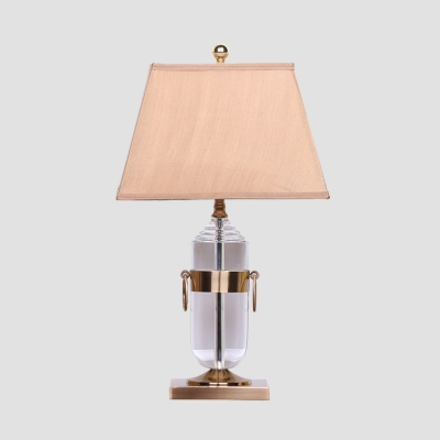 Clear Crystal Jar Desk Light Modern 1 Bulb Gold Table Lamp with Pagoda Fabric Shade
