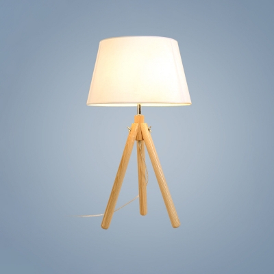 Contemporary 1 Head Task Lighting Flaxen/White/Grey Flare Night Table Lamp with Fabric Shade