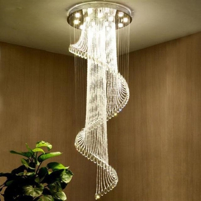 Crystal Spiral Multi Light Pendant Simple 5 Lights Black LED Ceiling Hang Fixture for Living Room