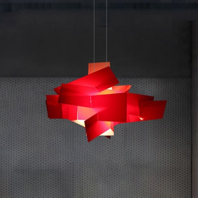 Irregular Pendant Light Fixture Modern Acrylic White/Red LED Hanging Ceiling Lamp for Dining Room