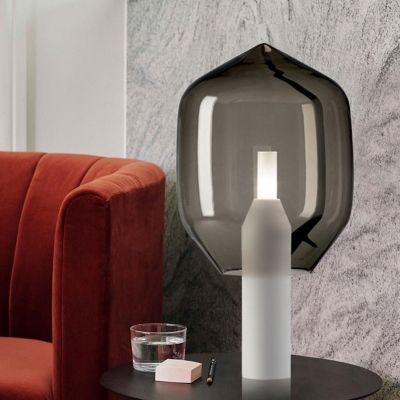 Jar Desk Light Contemporary Smoke Gray Glass 1 Head Living Room Night Table Lamp