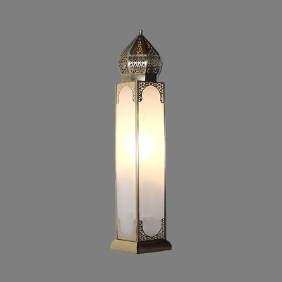 Metal Brass Night Table Lamp Rectangular 1 Head Arabian Nightstand Lighting for Bedroom