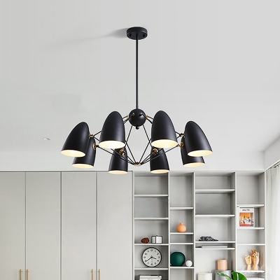 Metallic Bullet Pendant Lighting Modern Nordic Style 8 Bulbs Chandelier in White/Black for Bedroom