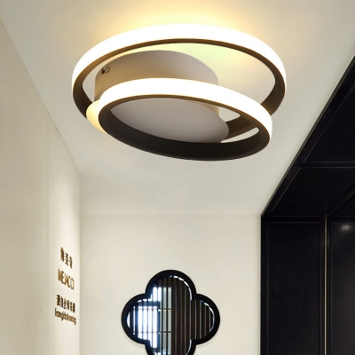 Minimalist LED Flush Light Black Double-Oval Ceiling Flush Lamp with Acrylic Shade in White/Warm Light