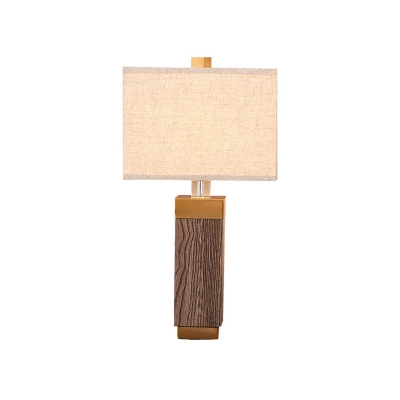 Modernist Rectangular Nightstand Lamp Fabric 1 Head Reading Book Light in Flaxen