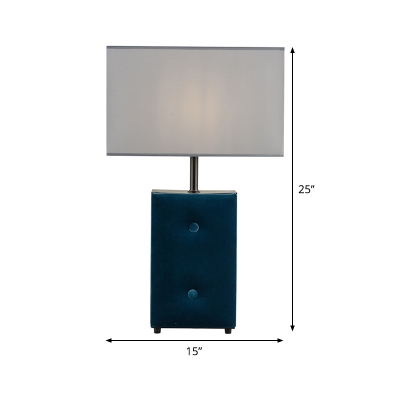 Rectangle Fabric Task Lighting Modernist 1 Head Blue Night Table Lamp for Bedroom