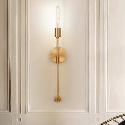 Simple 1-Light Wall Mount Lighting with Clear Glass Shade Gold Linear Arm Sconce Lamp