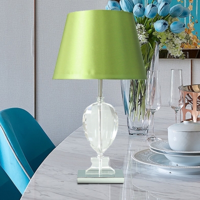 Teardrop Table Light Modern Cut Crystal 1 Bulb Green Desk Lamp with Fabric Shade