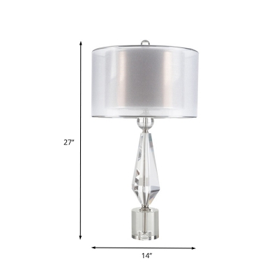 1 Head Baluster Nightstand Lamp Contemporary Faceted Crystal Task Lighting in White
