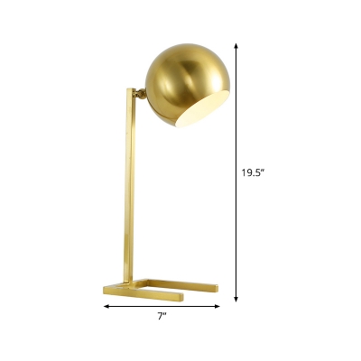 1 Head Bedroom Task Light Modernism Gold Night Table Lamp with Spherical Metal Shade